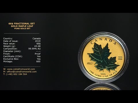 CANADA 2019 66$ 40th Anniversary of the Gold Maple Leaf 99.999% Pure Gold Royal Canadian Mint