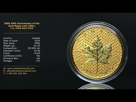 Canada 2019 200$ 40th Anniversary of the Gold Maple Leaf (GML) 2 oz Pure Gold Coin